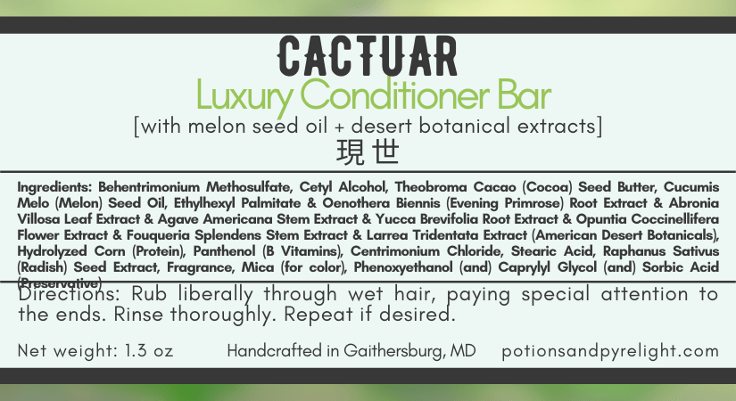 Cactuar Luxury Conditioner Bar (Limited Release) - Potions & Pyrelight